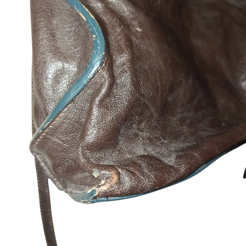 Vintage Sundance Bag Handbag Brown Leather Boho Distressed Brown Hippie Italy